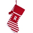 thumbnail image 2 of Dalrosia Initial Monogram Embroidered Christmas Stocking Striped knitted Christmas Decorations Stocking Red,White, Green Letter Stockings for Family Holiday and Xmas Tree Fireplace Decor, 2 of 2