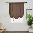 thumbnail image 1 of Yipa Tie Up Roman Shades Window Curtains,Adjustable Window Treatment,Rod Pocket Window Drapes,Slot Top Curtain Panel,Sheer Kitchen Valance,Voile Cafe Scarf Brown 31.5" Width x47.2" Length 2-Panel, 1 of 9