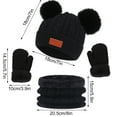 thumbnail image 3 of Lilgiuy Kids Winter Pom Pom Hats Gloves Scarf Set for Girls Boys Toddler Warm Knit Thick 3Pcs Sets for 1-11 Years Old, 3 of 4