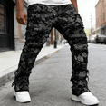 thumbnail image 2 of Men's Bandana Print Straight Leg Stretch Jeans: Distressed Cargo Pocket Denim | Comfort Flex Fabric, Standard (30-40) & Big & Tall (1XL-6XL) Sizing, 2 of 7