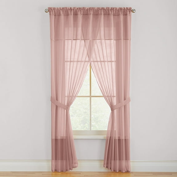BrylaneHome BH Studio Sheer Voile 5 Piece One-Rod Curtain Set