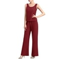 thumbnail image 4 of Linjinx Women's Wedding Guest Pant Suit 3 Piece Mother of Bride Dress Sets Plus Size Cocktail Party Gown Burgundy 3XL, 4 of 7