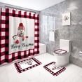 thumbnail image 1 of PATIO 4 Pieces Set 3D Digital Printing High-Density Merry Christmas Theme Pattern Shower Curtain Set Bathroom Floor Mat Base Mat Toilet Mat Home Holiday Decoration Bathroom Accessories Ch, 1 of 9