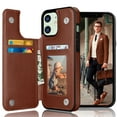 thumbnail image 1 of Tiflook Minimalist Wallet Case For iPhone 12 / iPhone 12 Pro (6.1 inch) Card Holder Slots Magnetic Closure Flip Cover [Brown], 1 of 7