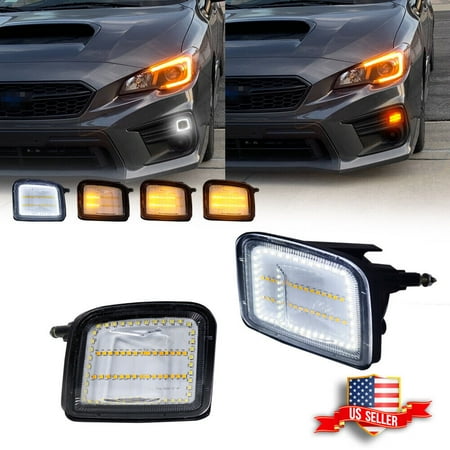 GTINTHEBOX Clear Sequential Switchback LED Front DRL Signal Lights For 2015-2021 Subaru WRX STI