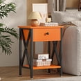 thumbnail image 2 of VECELO Nightstands Set of 2, Industrial End Table with 1-Drawer & Storage Shelf, Small Bedside Table Organizer for Small Space, Side Table for Bedroom Living Room, Orange, 2 of 9