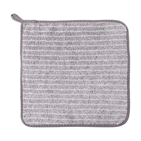 AYktou Kitchen Microfiber Cleaning Cloths 12 Inch Soft Absorbent Degreasing Wiping Dishwashing Cloth with Hanging Hole Home Glass Towels Multi-Purpose Scouring Pad for Tableware Window Gray