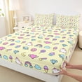 thumbnail image 4 of Metsweet Magical Horse Queen Sheets 4 Pieces, Kawaii Unicorn Rainbow Queen Sheet Sets, Blue Pink Yellow,1 Fitted Sheet, 1 Flat Sheet and 2 Pillowcases, 4 of 5