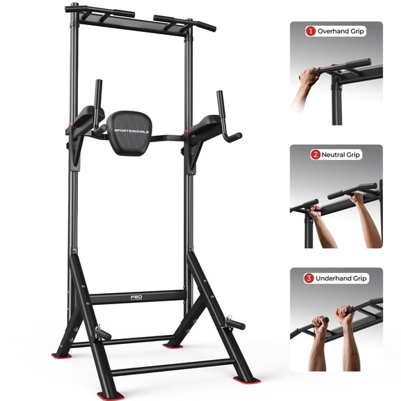 Sportsroyals Power Tower Pull Up Bar Station, 450LBS Stable Pull Up Dip Station for Home Gym | FED Fitness