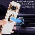 thumbnail image 2 of for Google Pixel 8 Case with Ring Holder Magnetic Aesthetic Google Pixel 8 Phone Case Silicone Soft TPU Thin White Cover 360° Rotatable Metal Kickstand (White), 2 of 14