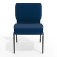 thumbnail image 4 of Emma + Oliver 4 Pack 21"W Stacking Church Chair in Navy Blue Fabric - Silver Vein Frame, 4 of 10