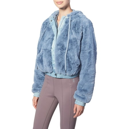 FP Movement by Free People Womens Love It Faux Fur Cozy Faux Fur Jacket Blue S
