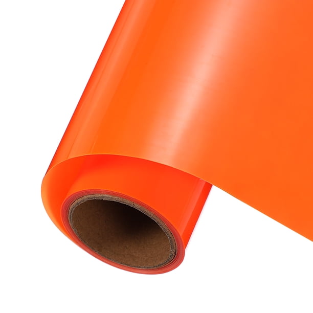 Vinilo de Transferencia Térmica Naranja Fluorescente Uxcell, Rollos de Vinilo de 10 Pulgadas x 5 pies para Corte de Calcomanías, Señales, Álbumes de Recortes, Manualidades DIY, Decoración del Hogar