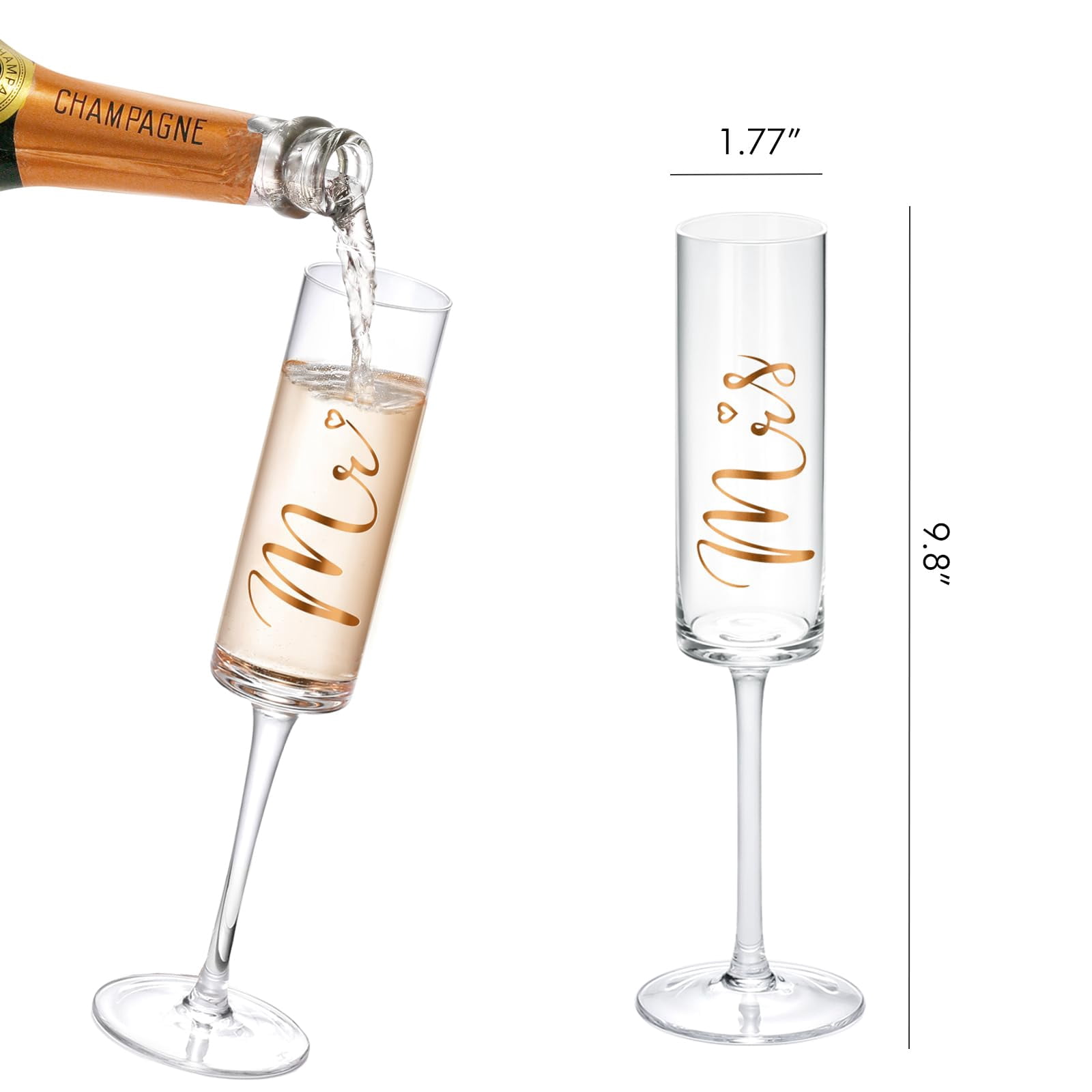 Wedding Cake And Server Set  Bride Groom Mr Mrs Champagne Flutes & Forks With Giftable Box For Engagement Bridal Shower Gifts