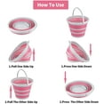 thumbnail image 3 of Collapsible Bucket 10L 2.6 Gallon Cleaning Bucket Mop Bucket Foldable Portable Small Plastic Water Supplies Space Saving  and Pink, 3 of 6
