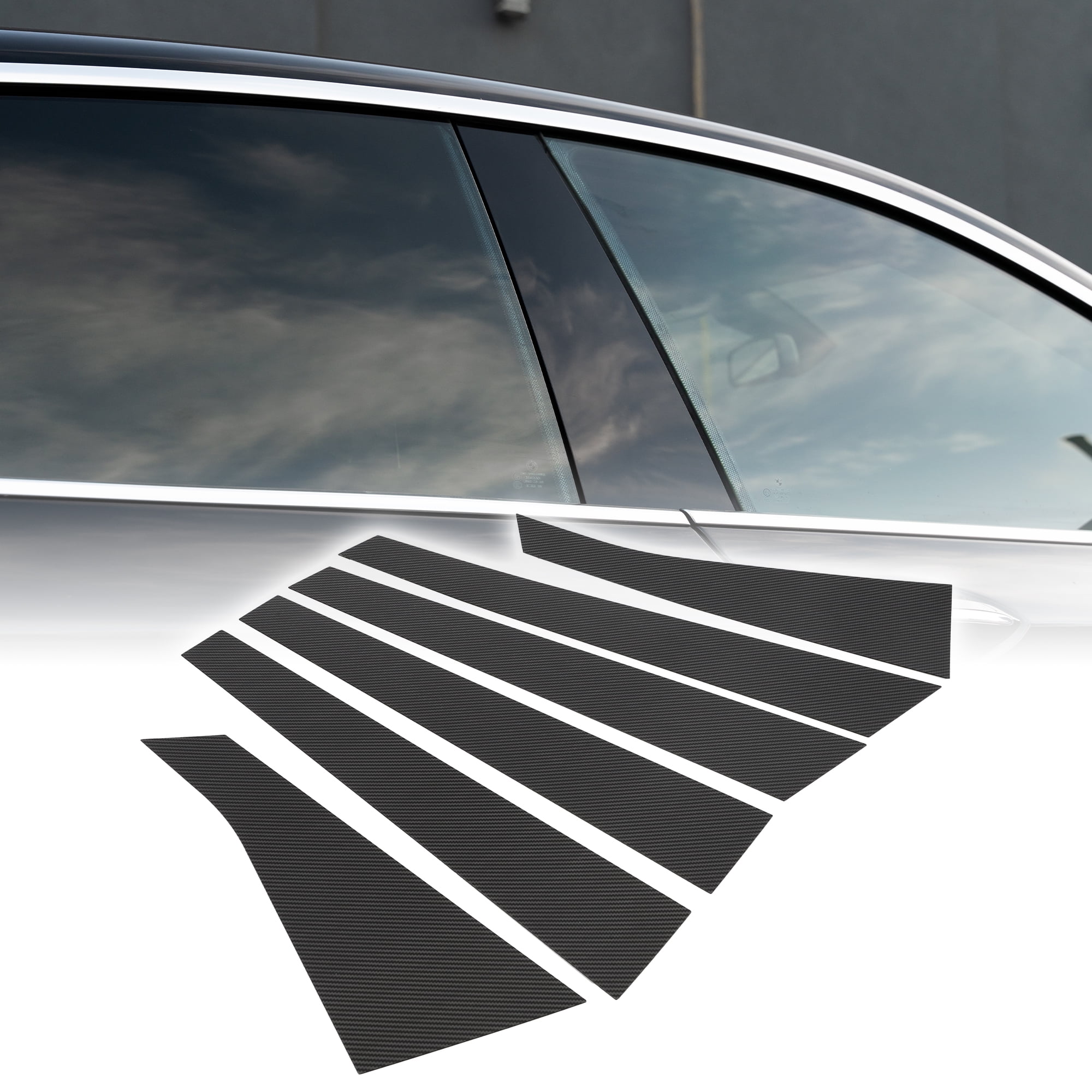 Unique Bargains 6Pcs Window Trim For Chevrolet Impala 2006-2013 Black Carbon Fiber