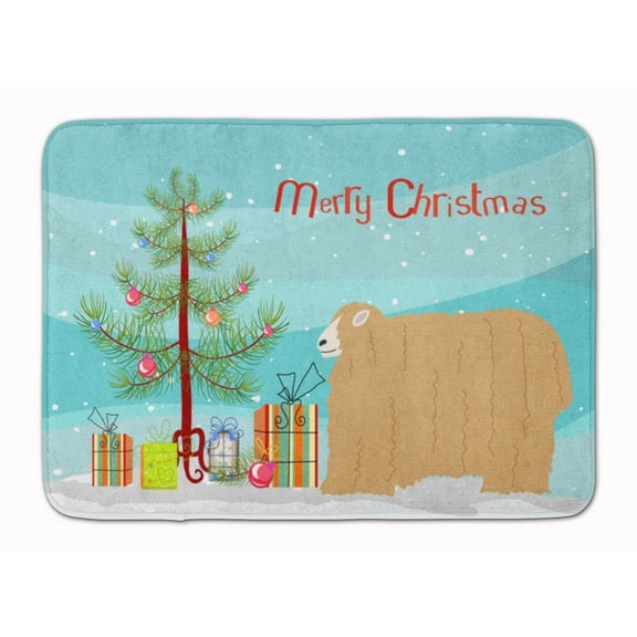 Carolines Treasures BB9338RUG Lincoln Longwool Sheep Christmas Machine Washable Memory Foam Mat Teal 19 X 27" multicolor
