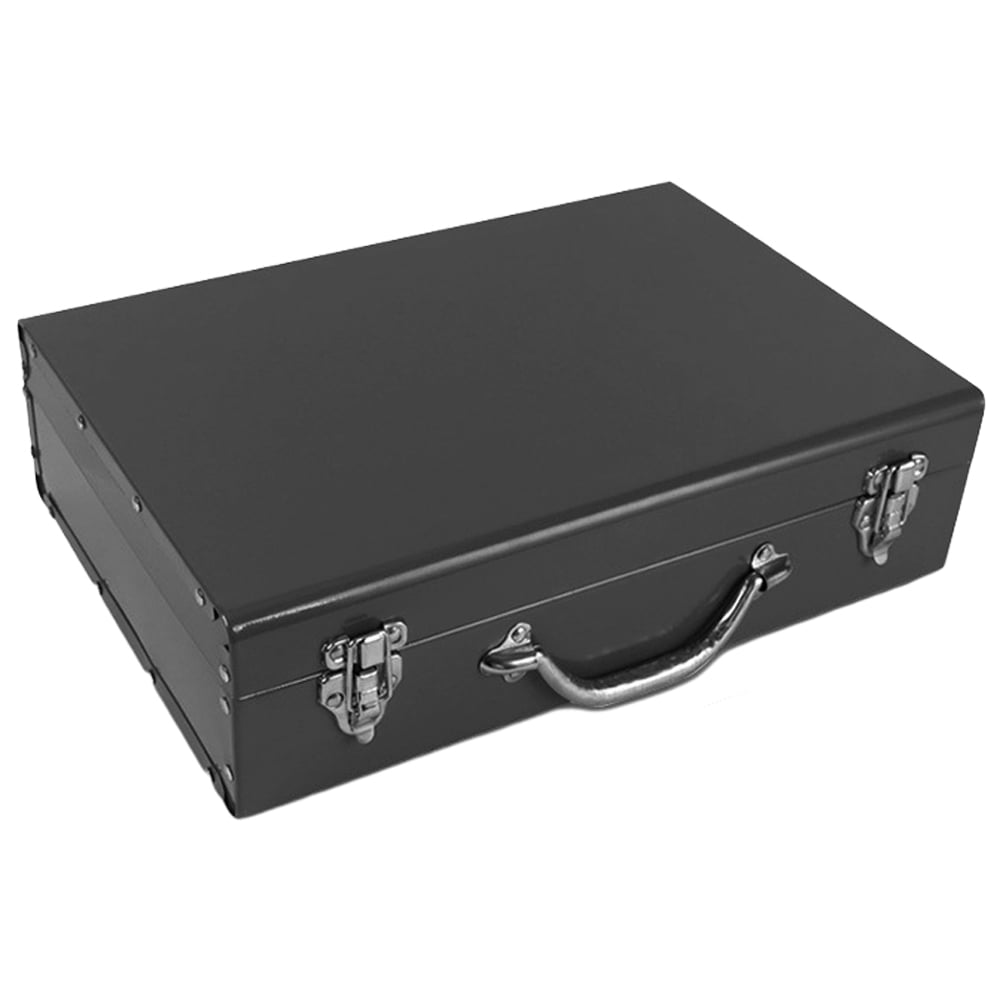OULII Toolbox Portable Tool Storage Box Iron Black 1Pack for Home Use