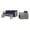 Navy Blue, variant on Contemporary Modern Urban Designer Outdoor Patio Balcony Garden Furniture Lounge Sofa, Chair and Coffee Table Set, Rattan Wicker Fabric, Grey Gray White