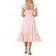 thumbnail image 3 of Vestido midi bohemio de tirantes con volantes y escote cuadrado para mujer INSPIRE CHIC en color rosa, talla L, 3 of 6