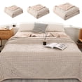 thumbnail image 7 of Summer Quilt,Khaki Plaid Washed Cotton Comforter,Breathable Moisture-Wicking Fabric,Soft Cool for Home Bedroom Air-Conditioned Room Use(Beige), 7 of 7
