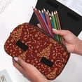 thumbnail image 6 of Rateoe Christmas Tree On A Red Background Pattern Double Clamshell Pen Case, Storage Organizer with Two Zipper Compartments– Holds Up to 50 Pencils & Pens, 6 of 7