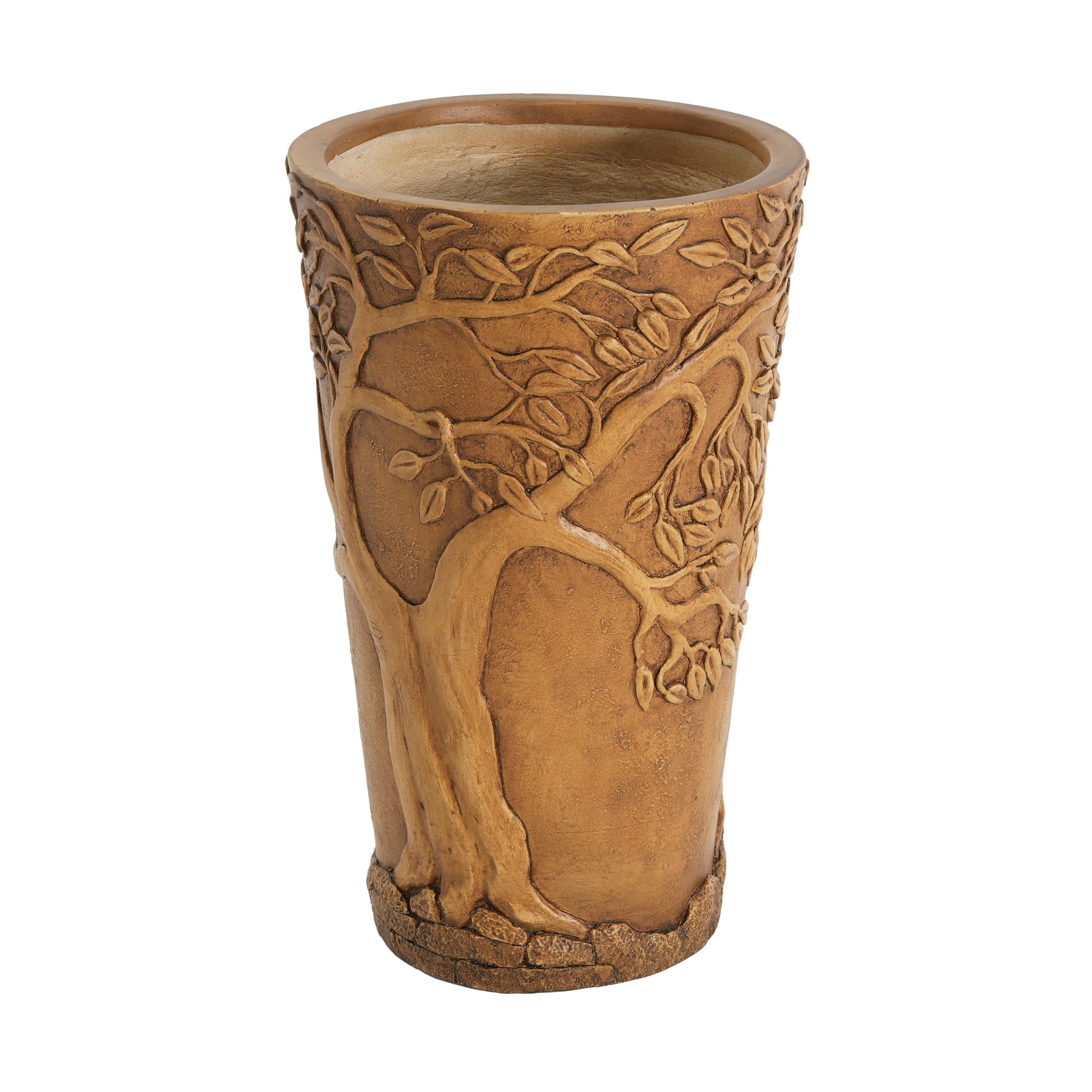Christopher Knight Home 25" Tall MGO Outdoor Indoor Decorative Planter with 3D Tree of Life Texture, Antique Bronze
