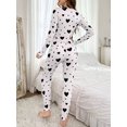thumbnail image 6 of Women's Pajamas Set 2 Piece Heart Printed Lounge Set Long Sleeve Sleepwear Loungewear Outfits Matching Clothes, 6 of 6
