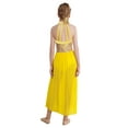 thumbnail image 2 of Linjinx Robe de Danse Latine Moderne Sans Manches à Col Halter Imprimé Peau de Serpent avec Strass Jaune 8, 2 of 7