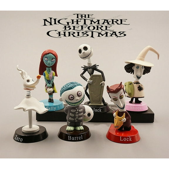 6pcs/set The Nightmare Before Christmas Jack Skellington Zero Sally 3″ Figures Decor Handmade