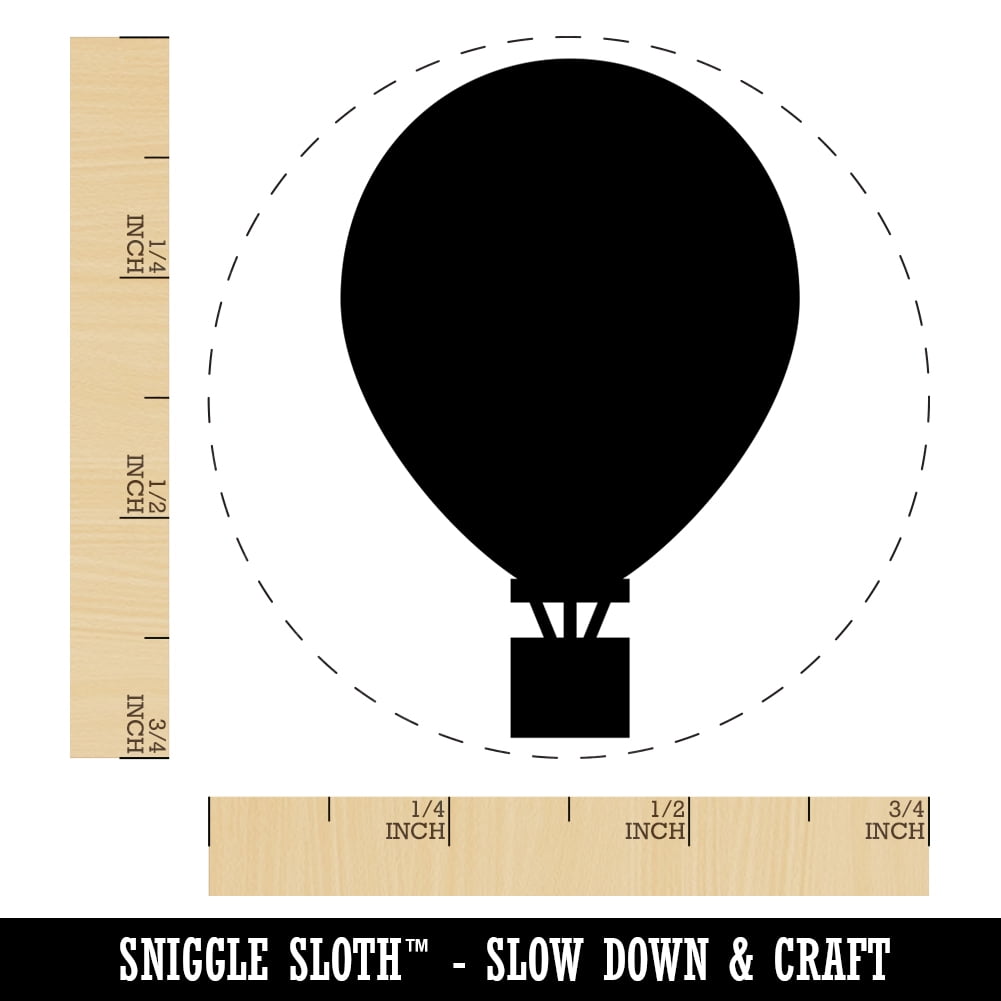 Hot Air Balloon Solid Self-Inking Rubber Stamp Ink Stamper - Brown Ink - Small 3/4 Inch