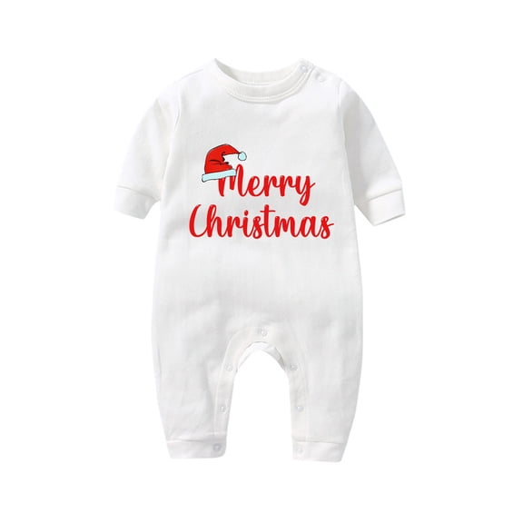 UAMVSH Christmas Baby Boy Girl Jumpsuit Newborn Infant Print Long Sleeve Romper Button Crewneck One Piece Outfits 3-18 Months