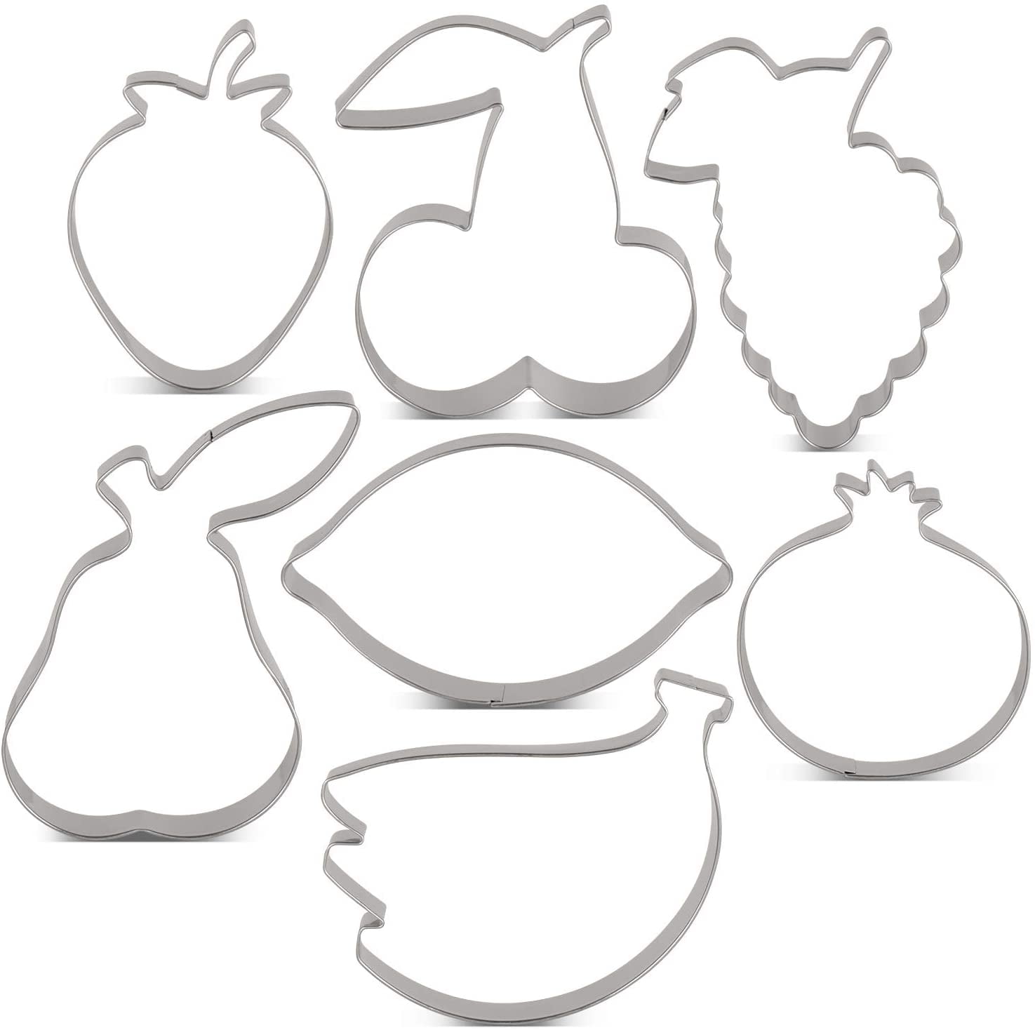 Fruit Cookie Cutter Set 7 Piece Strawberry, Pear, Lemon, Grape