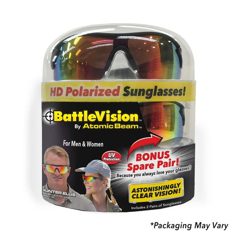 Battle Vision As Seen On TV BattleVision HD Polarized Sunglasses 2 Pairs, Eliminate Glare, Adult Unisex, Size: One size, Black