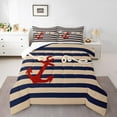 thumbnail image 2 of Erosebridal Nautical Anchor Bedding Full Comforter Set, Geometry Stripes Down Comforter, Sea Theme Decor, 3pcs, 2 of 7