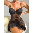 thumbnail image 2 of Camisón de tirantes plisados con perspectiva de pijama sexy para mujer, tanga, pijama sexy, 2 of 6