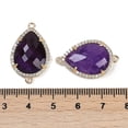 thumbnail image 3 of Natural Amethyst Faceted Teardrop Links Rack Plating Brass Micro Pave Clear Cubic Zirconia Connector Charms Golden 26x16.5x6mm Hole: 1.6mm and 1.4mm, 3 of 3