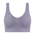 thumbnail image 3 of Gmluru Bras for Women Large Bust Hot Drill Comfortable Non - Underwire Comfortable One - Piece Gathering Non - Trace Vest Type Breathable Bra Underwear Gray, 3 of 5