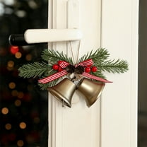 Konghyp Christmas Bells, Festive Ornaments, Decorative Accessories, Holiday Home Decor, Wrought Iron Bells with Red Velvet Bow, Sounding Christmas Cheer