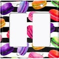 thumbnail image 6 of Metal Light Switch Plate Cover Colorful Macaroon Dessert Black White Stripes CAK013, 6 of 14