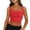 Red, variant on Womens Sleeveless Tanks Strappy Square Neck Skinny Cami Tops Basic Workout Fitness Crop Tank Top