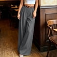 thumbnail image 4 of Aimik Women's High Waist Pleated Wide Leg Dress Pants Solid Color Straight Leg Trousers with Belt Work Business Long Pant, 4 of 6