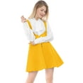 thumbnail image 2 of INSPIRE CHIC Robe Chasuble Salopette de Noël pour Femme Décor de Boutons Jupe Évasée à Bretelles Jaune TP, 2 of 6