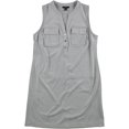 thumbnail image 1 of Alfani Womens Henley Faux Suede Shift Vestido, Gris, 8, 1 of 2