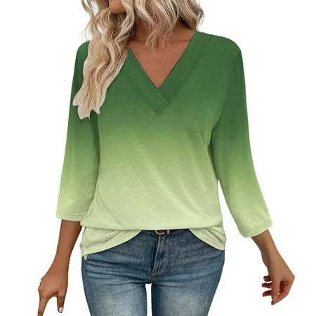 FUELEGO Deal Of The Day Lightning Deals 3/4 Length Sleeve Womens Tops Corset Tops for Women V Neck Tops for Women Womens Fall Fashion 2025 Casual Tops for Women Womens Business Professional Outfits