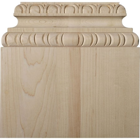Ekena Millwork 9 1/4"BW x 6 1/2" Top Width x 3 1/4"D x 9"H, Chesterfield Base Plinth, Lindenwood