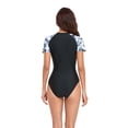 thumbnail image 2 of Feimerou One Piece Swimsuit for Women Short Sleeve Rash Guard Bathing Suits Tummy Control Zipper Slim Fit Surf Suits Wetsuit Swimwear, 2 of 4