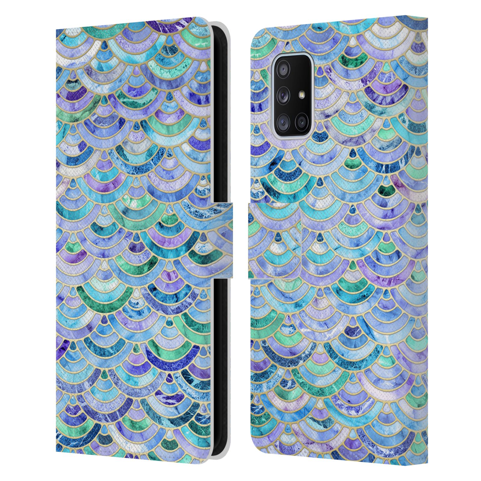 Head Case Designs Officially Licensed Micklyn Le Feuvre Marble Patterns Mosaic In Sapphire And Emerald Leather Book Case Compatible with Samsung Galaxy A71 5G (2020) - image 1 of 6