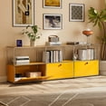 thumbnail image 6 of Cottinch 2-Tier Accent Cabinet,Metal Storage Cabinets with 3 Doors,Open Shelf,Freestanding Organizer for Living Room,Yellow, 6 of 7