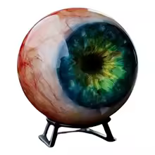 Decoración de ojo de monstruo hiperrealista de 8 cm, adorno de globo ocular de resina aterradoramente realista, pieza hipnotizante de terror, iris verde oscuro y venas rojas, ilusión espeluznante